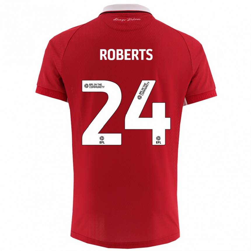 גברים כדורגל היידון רוברטס #24 אדום לבן ג'רזי ביתית 2025/26
