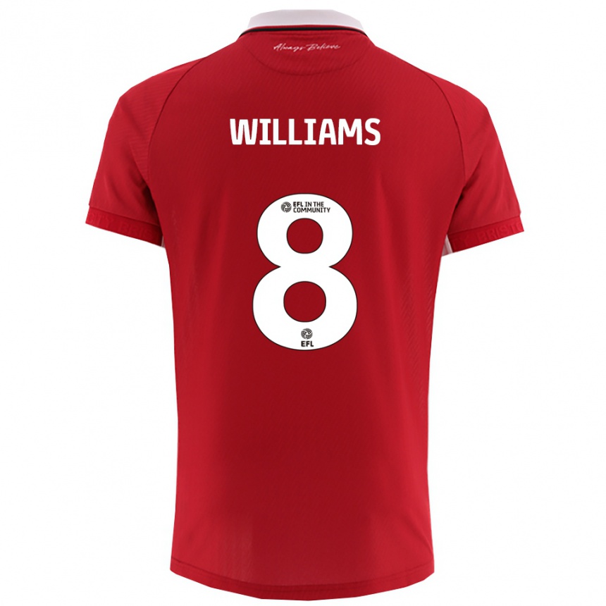 גברים כדורגל ג'ו וויליאמס #8 אדום לבן ג'רזי ביתית 2025/26