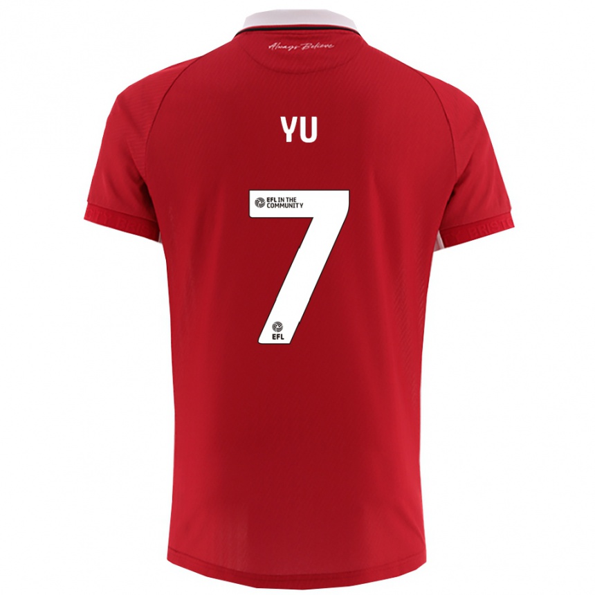 גברים כדורגל יו הירקאווה #7 אדום לבן ג'רזי ביתית 2025/26