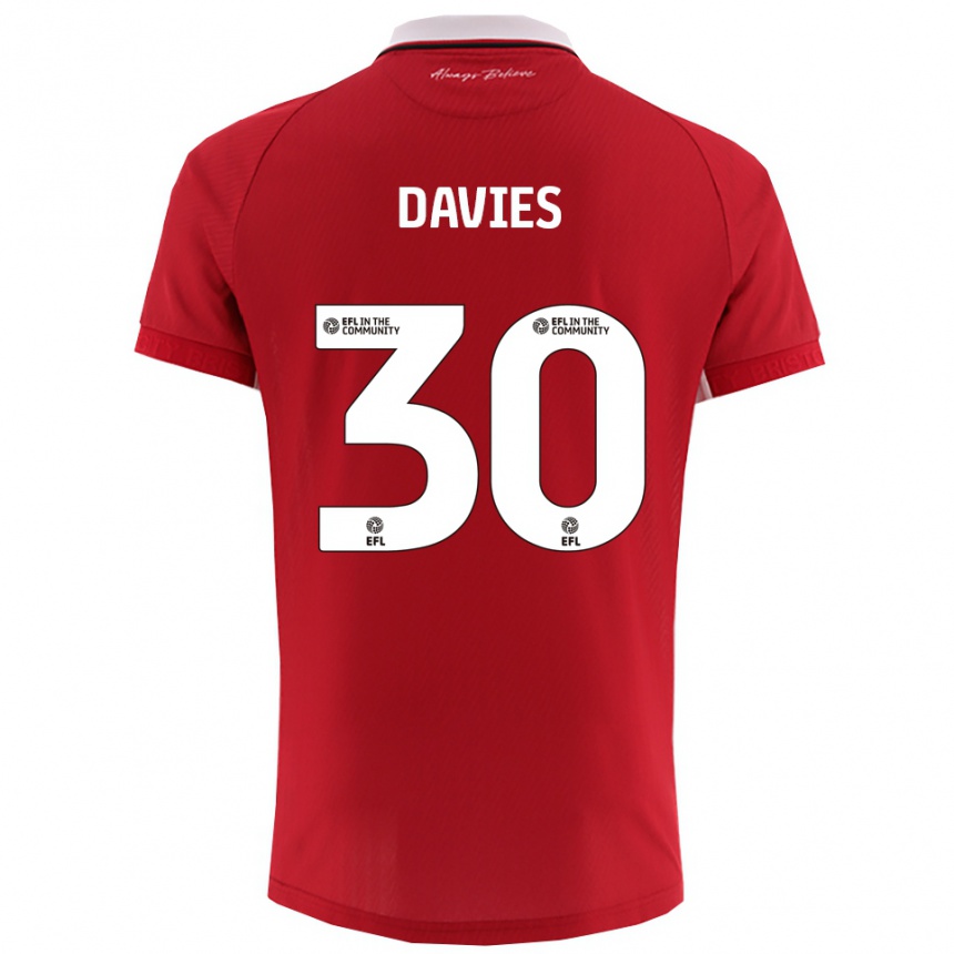 גברים כדורגל יסמין דייויס #30 אדום לבן ג'רזי ביתית 2025/26