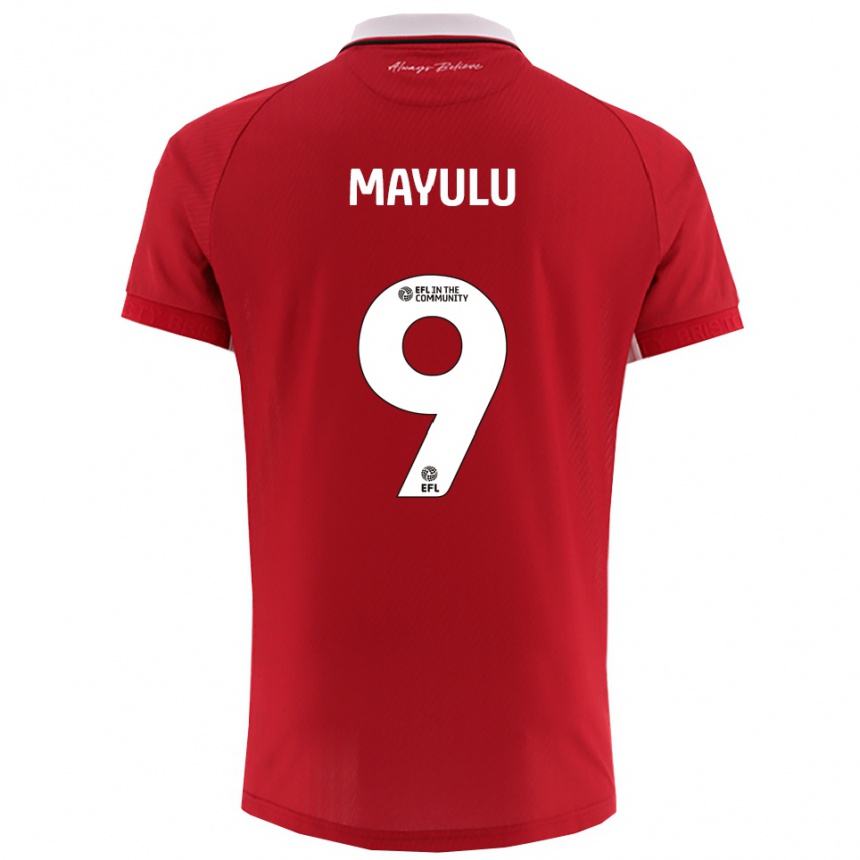 גברים כדורגל Fally Mayulu #9 אדום לבן ג'רזי ביתית 2025/26