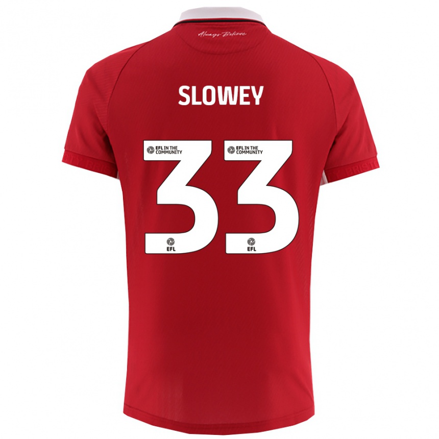 גברים כדורגל ג׳וש קמפבל-סלאווי #33 אדום לבן ג'רזי ביתית 2025/26