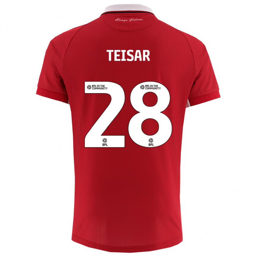 גברים כדורגל טיאנה טייסר #28 אדום לבן ג'רזי ביתית 2025/26