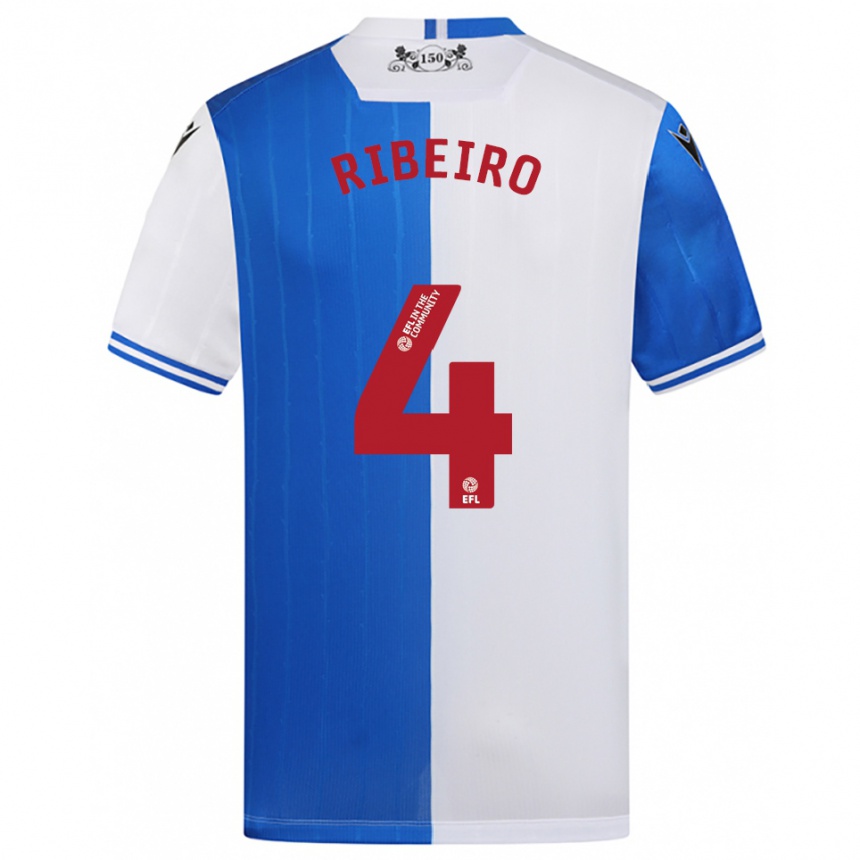 גברים כדורגל יורי ריביירו #4 כחול לבן ג'רזי ביתית 2025/26