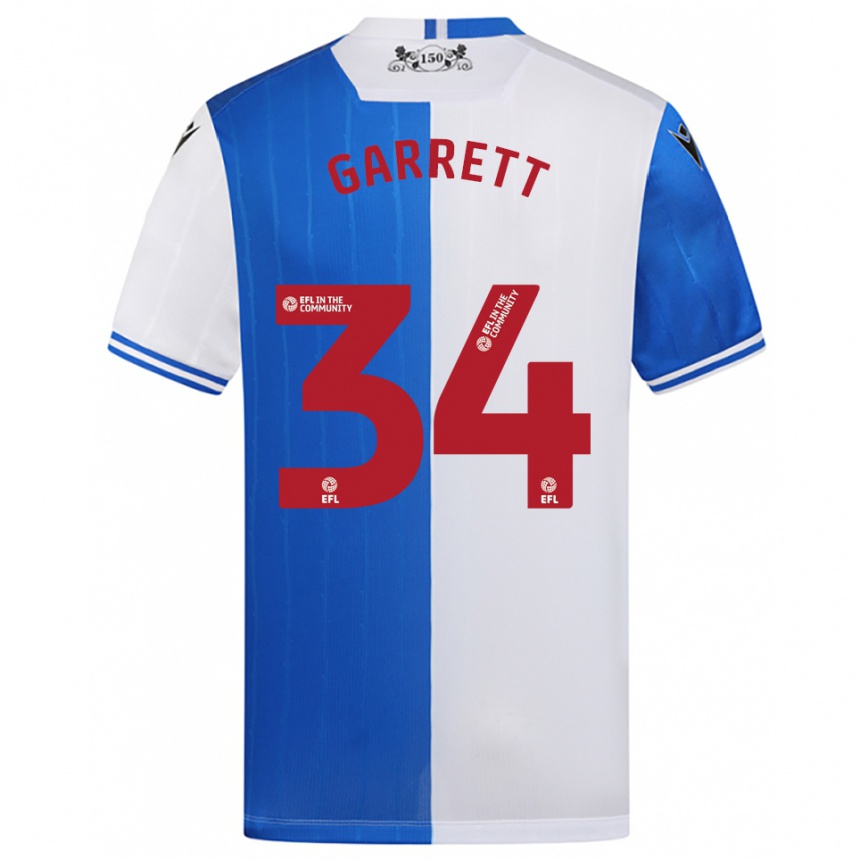 גברים כדורגל ג'ייק גארט #34 כחול לבן ג'רזי ביתית 2025/26