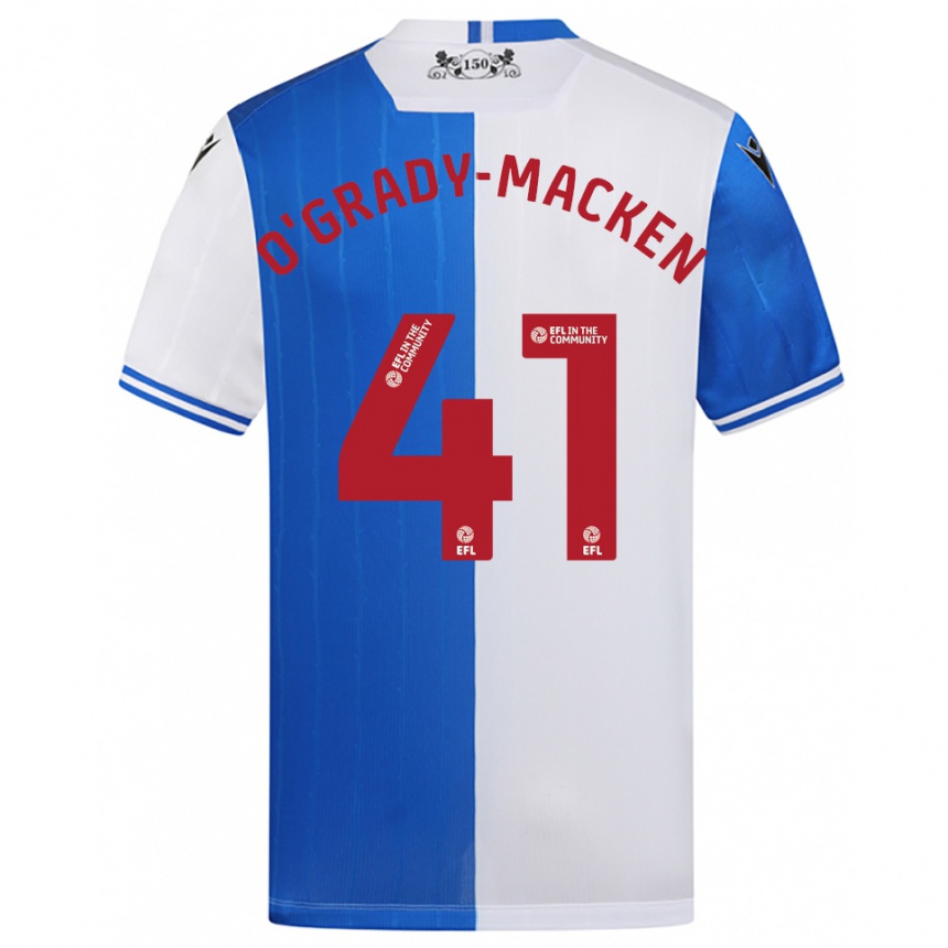 גברים כדורגל Harley O'grady-Macken #41 כחול לבן ג'רזי ביתית 2025/26