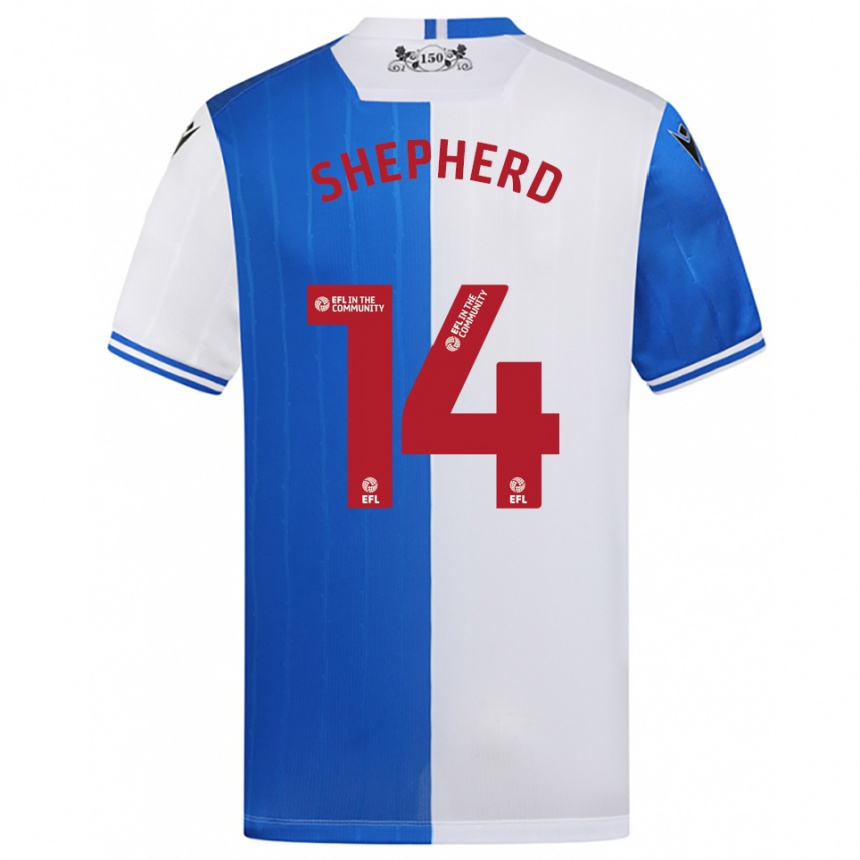 גברים כדורגל Lucy Shepherd #14 כחול לבן ג'רזי ביתית 2025/26