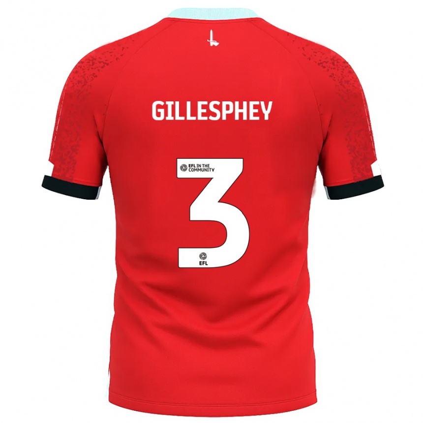 גברים כדורגל מקאוליי גילספי #3 אדום לבן ג'רזי ביתית 2025/26