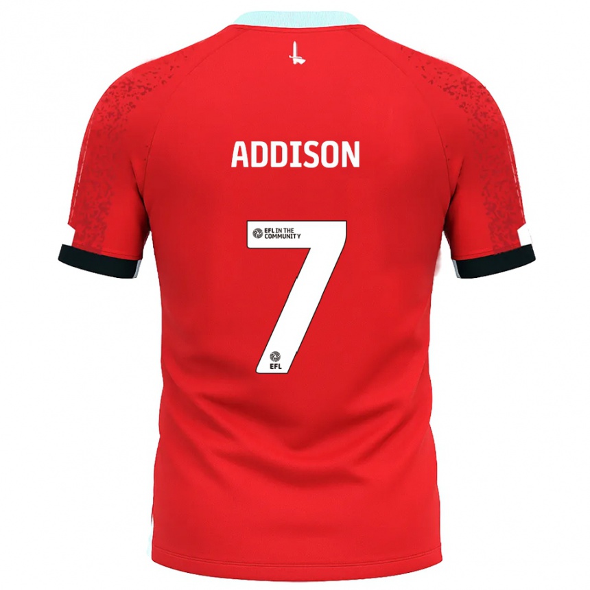 גברים כדורגל אנג'לה אדיסון #7 אדום לבן ג'רזי ביתית 2025/26