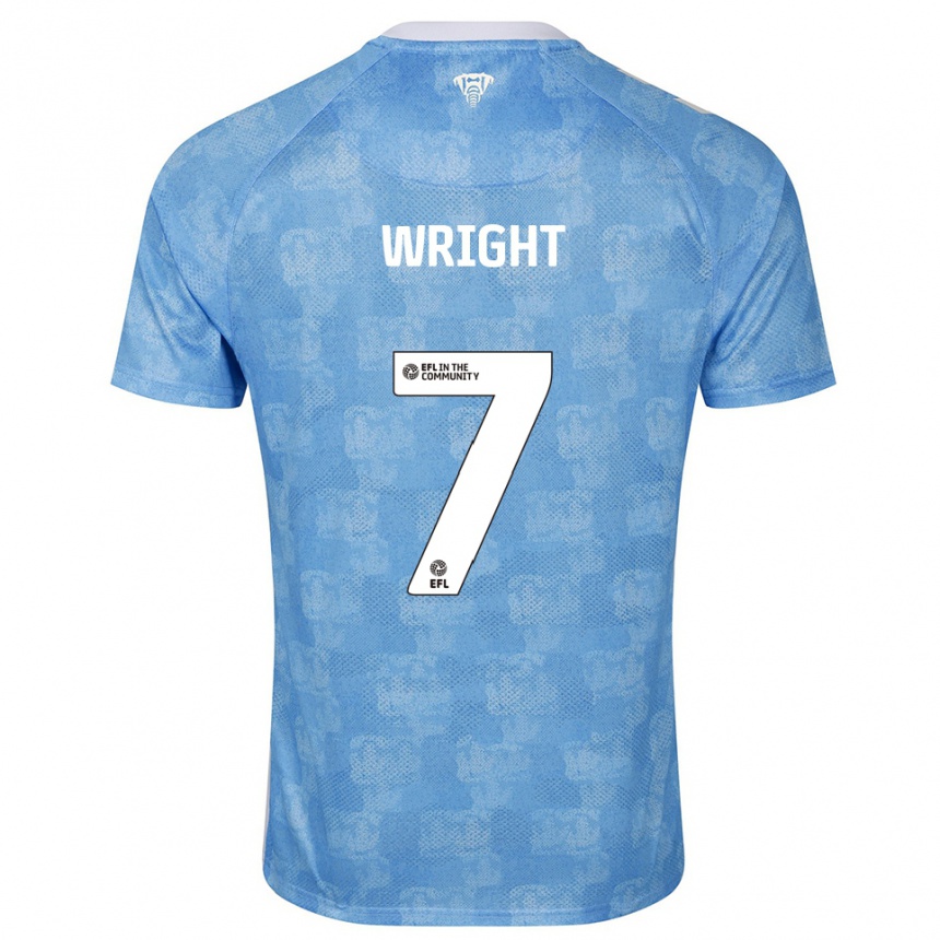 גברים כדורגל Alfie Wright #7 תכלת לבן ג'רזי ביתית 2025/26