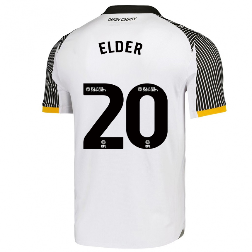גברים כדורגל קאלום אלדר #20 לבן שחור ג'רזי ביתית 2025/26