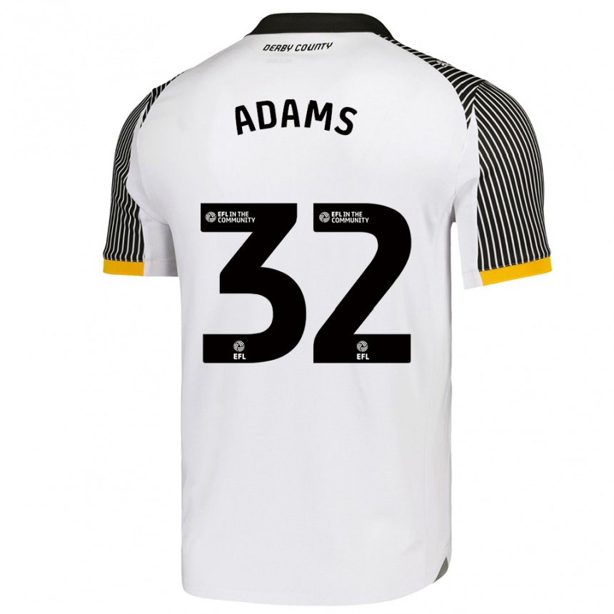 גברים כדורגל אבו אדמס #32 לבן שחור ג'רזי ביתית 2025/26