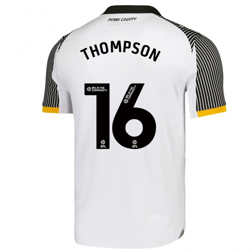 גברים כדורגל Liam Thompson #16 לבן שחור ג'רזי ביתית 2025/26
