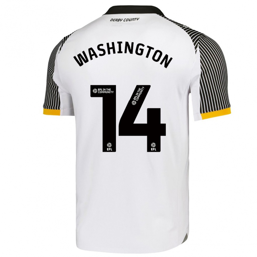 גברים כדורגל קונור וושינגטון #14 לבן שחור ג'רזי ביתית 2025/26