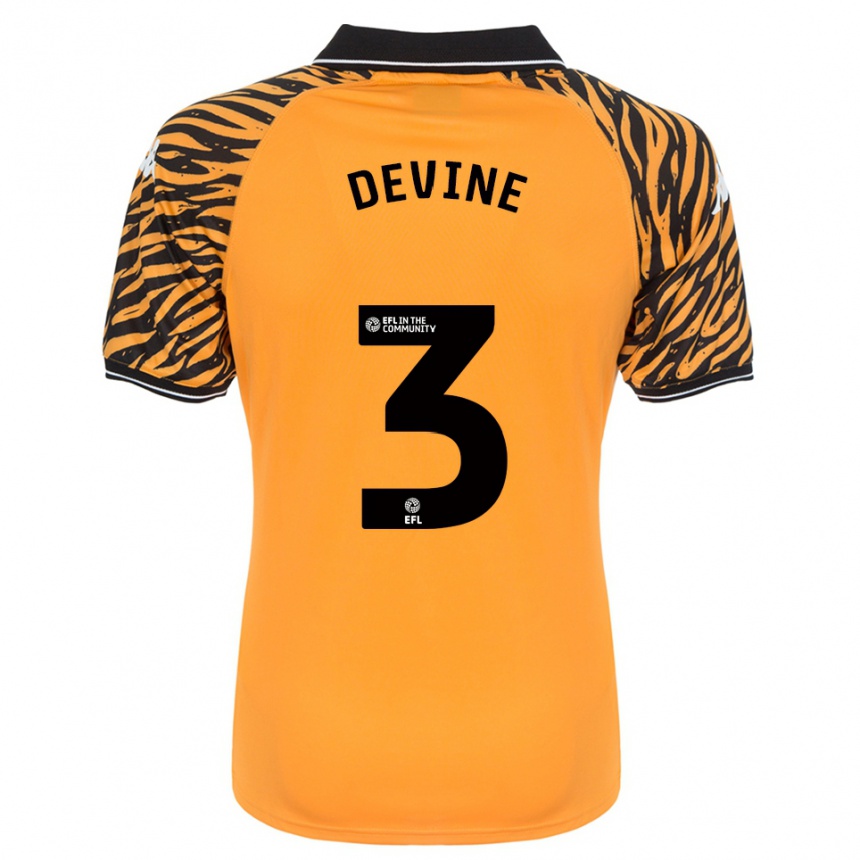 גברים כדורגל Ed Devine #3 כתום שחור ג'רזי ביתית 2025/26