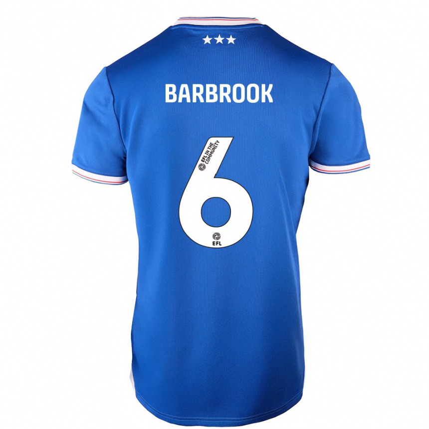 גברים כדורגל Finley Barbrook #6 כחול לבן ג'רזי ביתית 2025/26