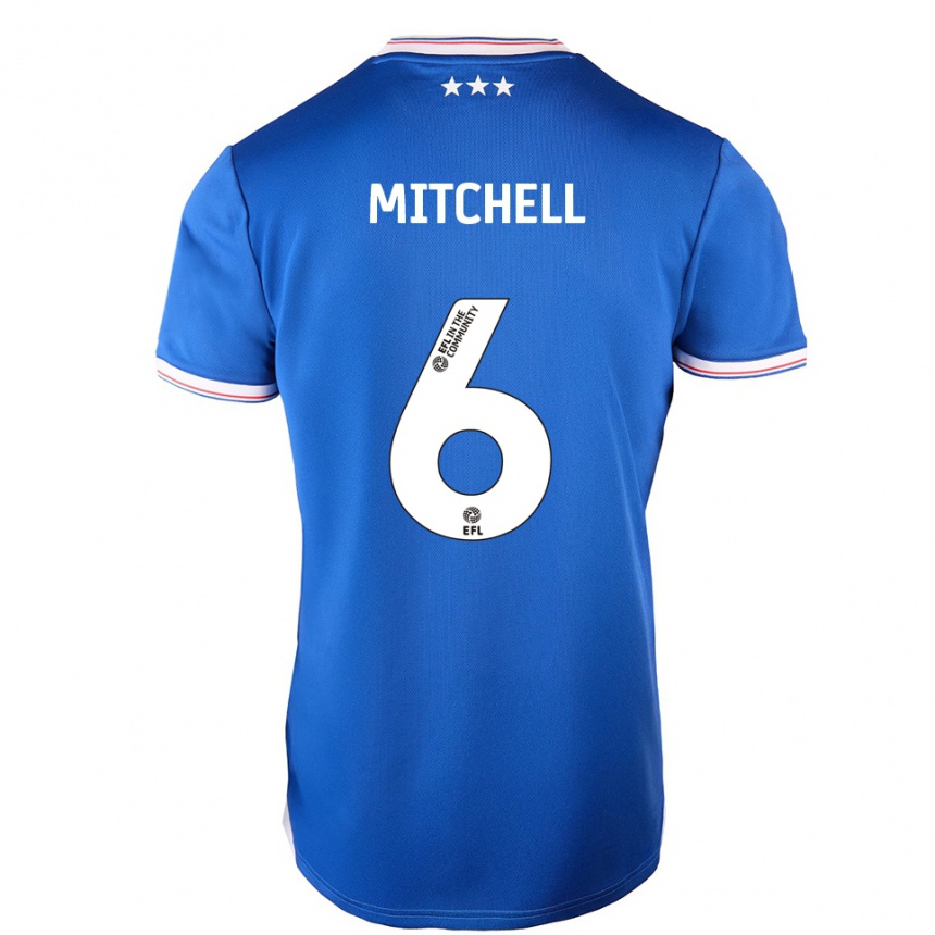 גברים כדורגל לאה מיטשל #6 כחול לבן ג'רזי ביתית 2025/26