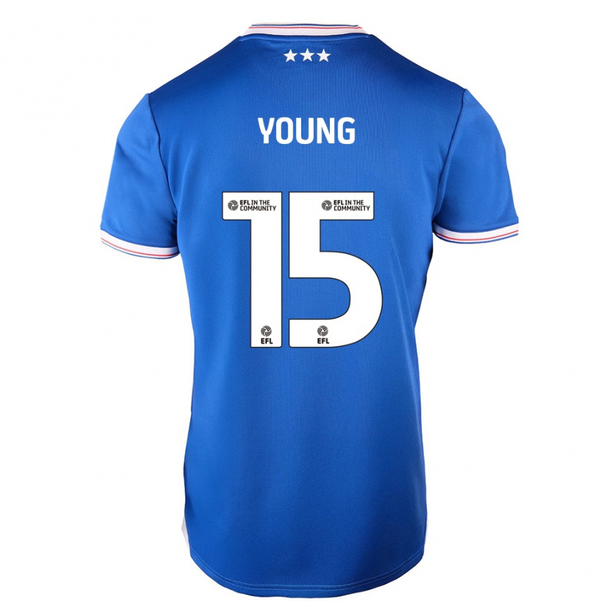 גברים כדורגל אשלי יאנג #15 כחול לבן ג'רזי ביתית 2025/26