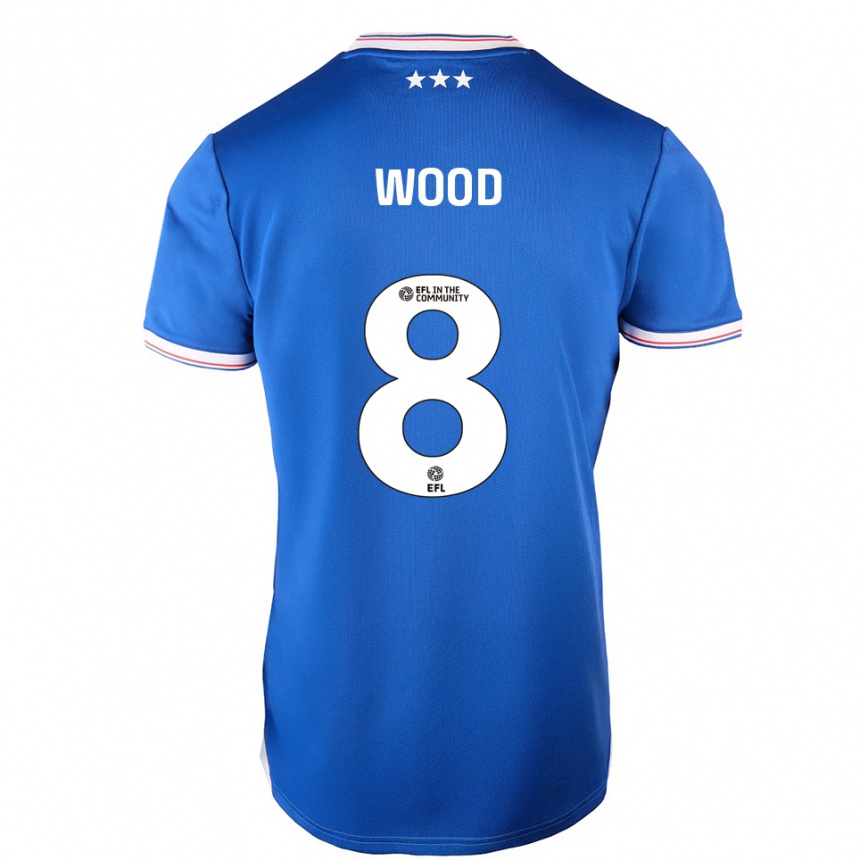 גברים כדורגל Charlie Wood #8 כחול לבן ג'רזי ביתית 2025/26