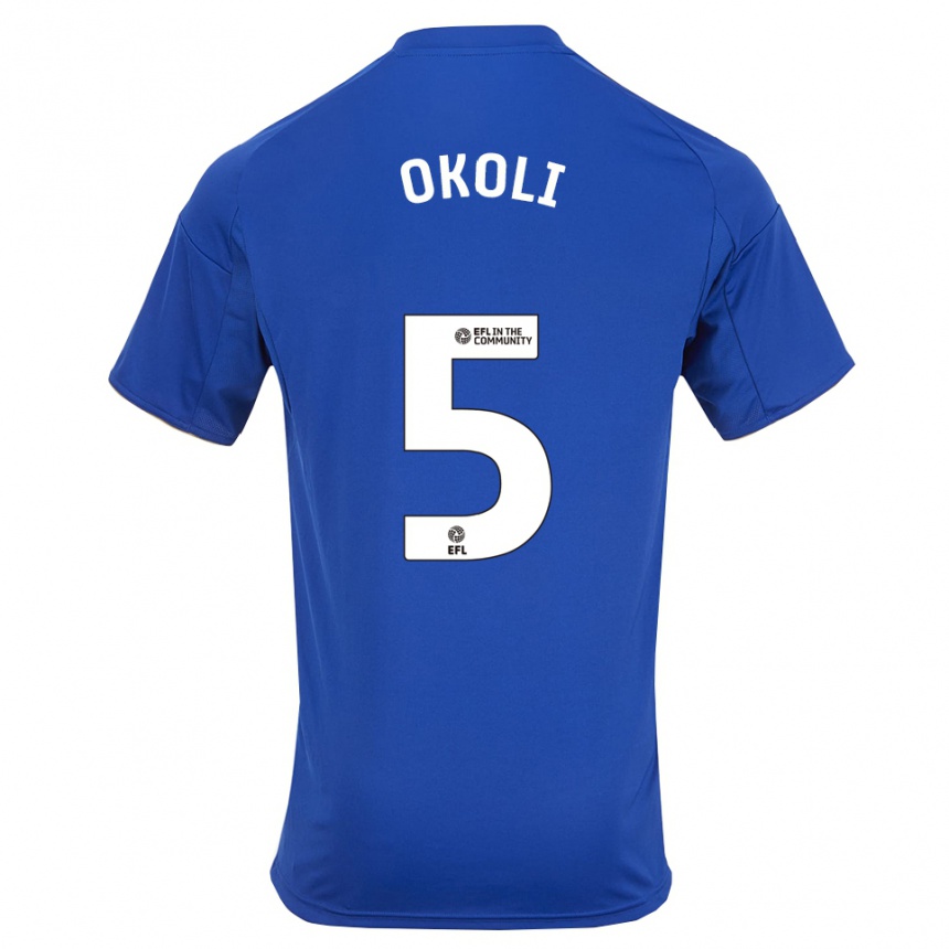 גברים כדורגל קיילב אוקולי #5 כחול זהב ג'רזי ביתית 2025/26