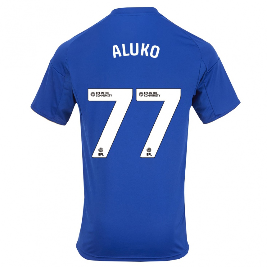 גברים כדורגל Olabade Aluko #77 כחול זהב ג'רזי ביתית 2025/26