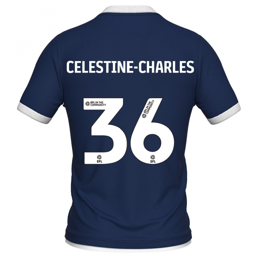 גברים כדורגל Jaiden Celestine-Charles #36 כחול נייבי לבן ג'רזי ביתית 2025/26