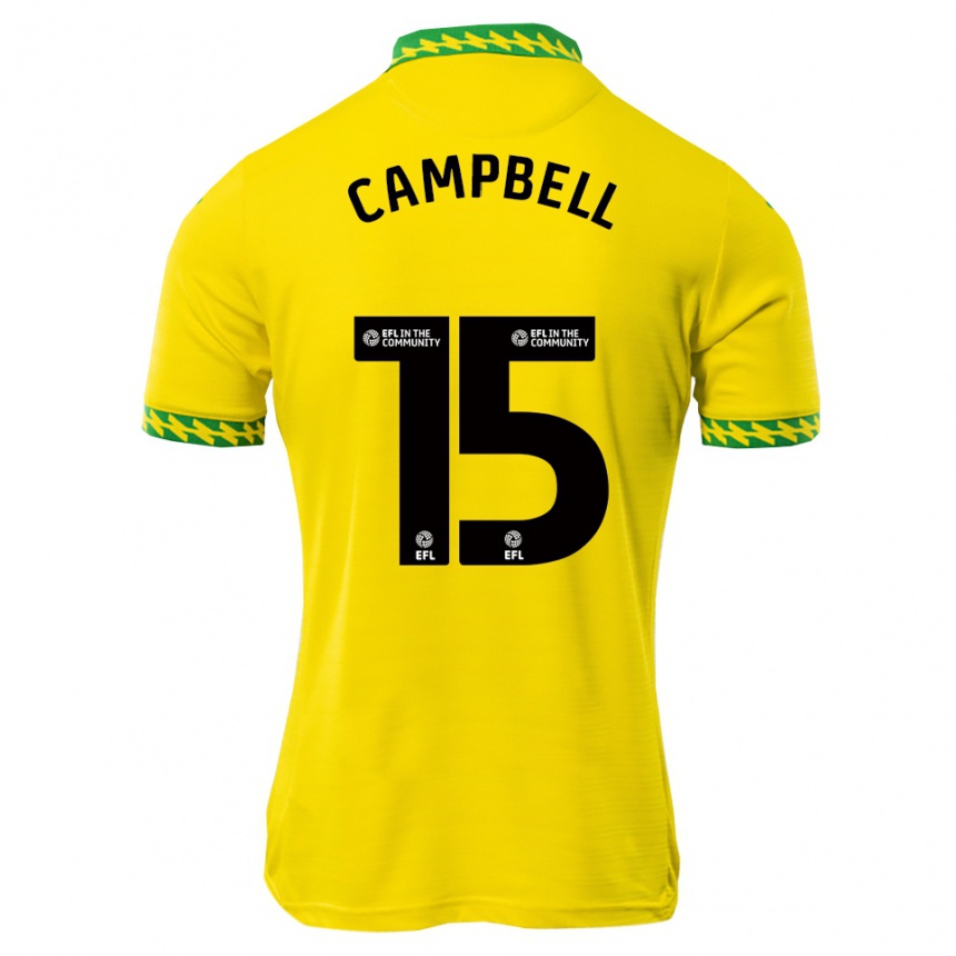 גברים כדורגל Brandon Campbell #15 לבן ירוק ג'רזי ביתית 2025/26