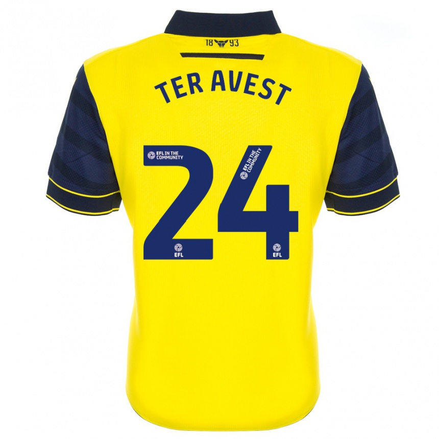 גברים כדורגל Hidde Ter Avest #24 צהוב כחול נייבי ג'רזי ביתית 2025/26