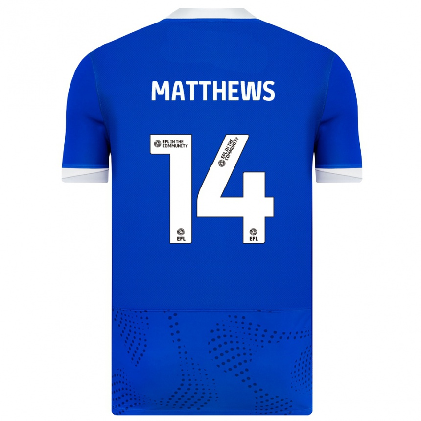 גברים כדורגל היידן מת׳יוס #14 כחול לבן ג'רזי ביתית 2025/26