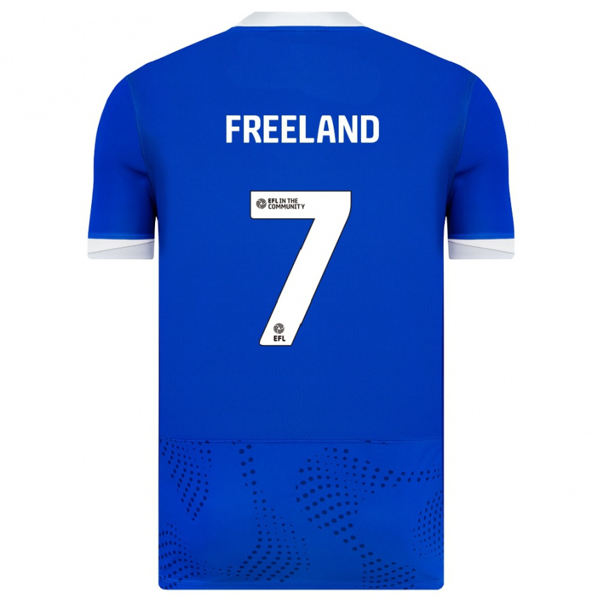 גברים כדורגל Georgie Freeland #7 כחול לבן ג'רזי ביתית 2025/26