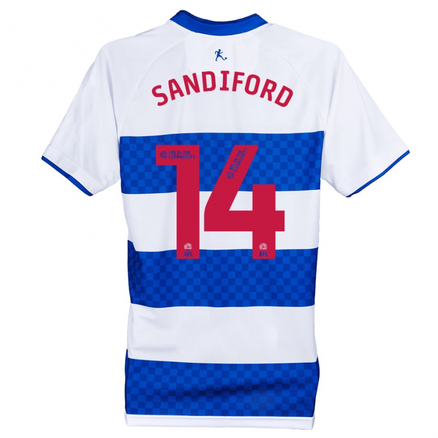 גברים כדורגל Shaquille Sandiford #14 כחול לבן ג'רזי ביתית 2025/26