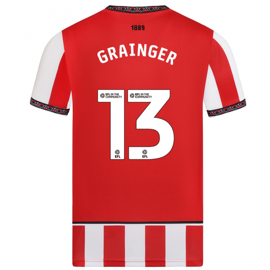 גברים כדורגל Benjamin Grainger #13 אדום לבן ג'רזי ביתית 2025/26