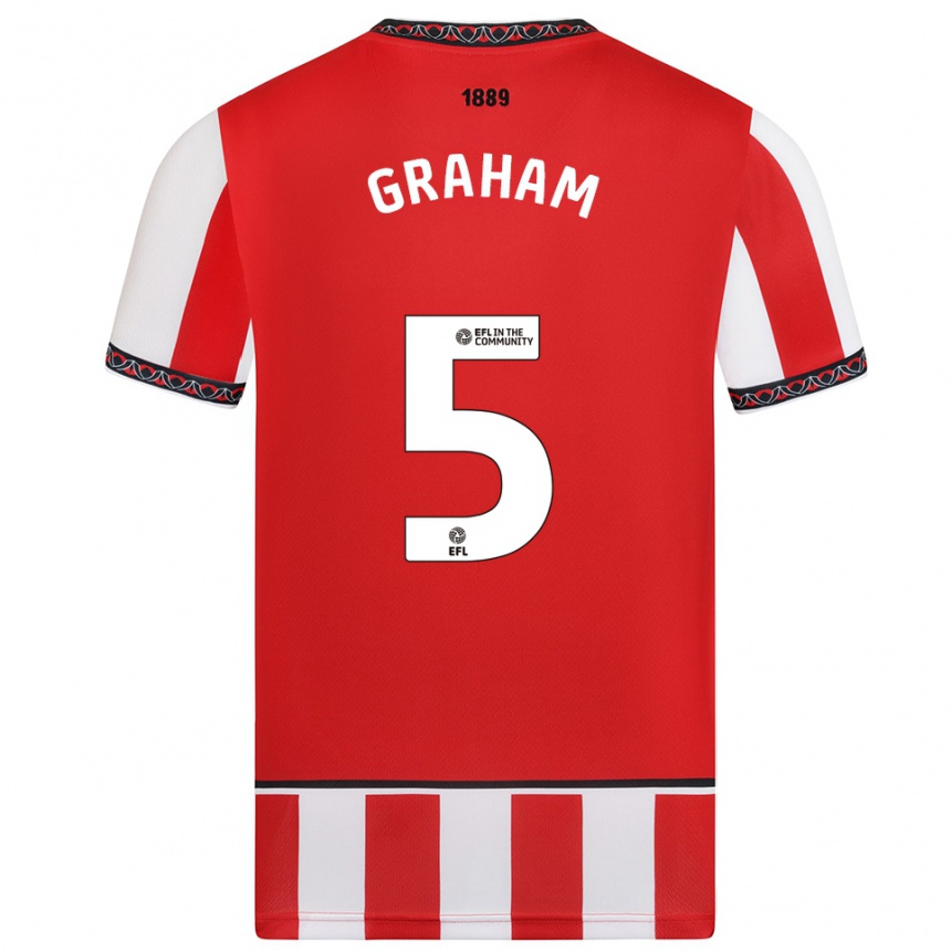 גברים כדורגל מולי גראהם #5 אדום לבן ג'רזי ביתית 2025/26