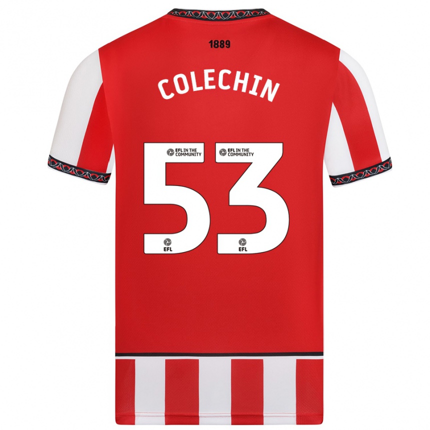 גברים כדורגל Sam Colechin #53 אדום לבן ג'רזי ביתית 2025/26 גברים כדורגל Sam Colechin #53 אדום לבן ג'רזי ביתית 2025/26