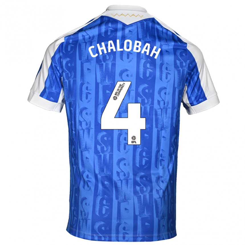 גברים כדורגל נתניאל צ'לובה #4 כחול לבן ג'רזי ביתית 2025/26