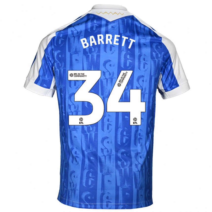 גברים כדורגל קיליאן בארט #34 כחול לבן ג'רזי ביתית 2025/26