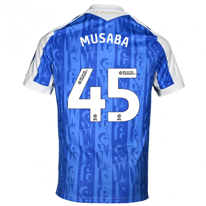 גברים כדורגל אנתוני מוסבה #45 כחול לבן ג'רזי ביתית 2025/26