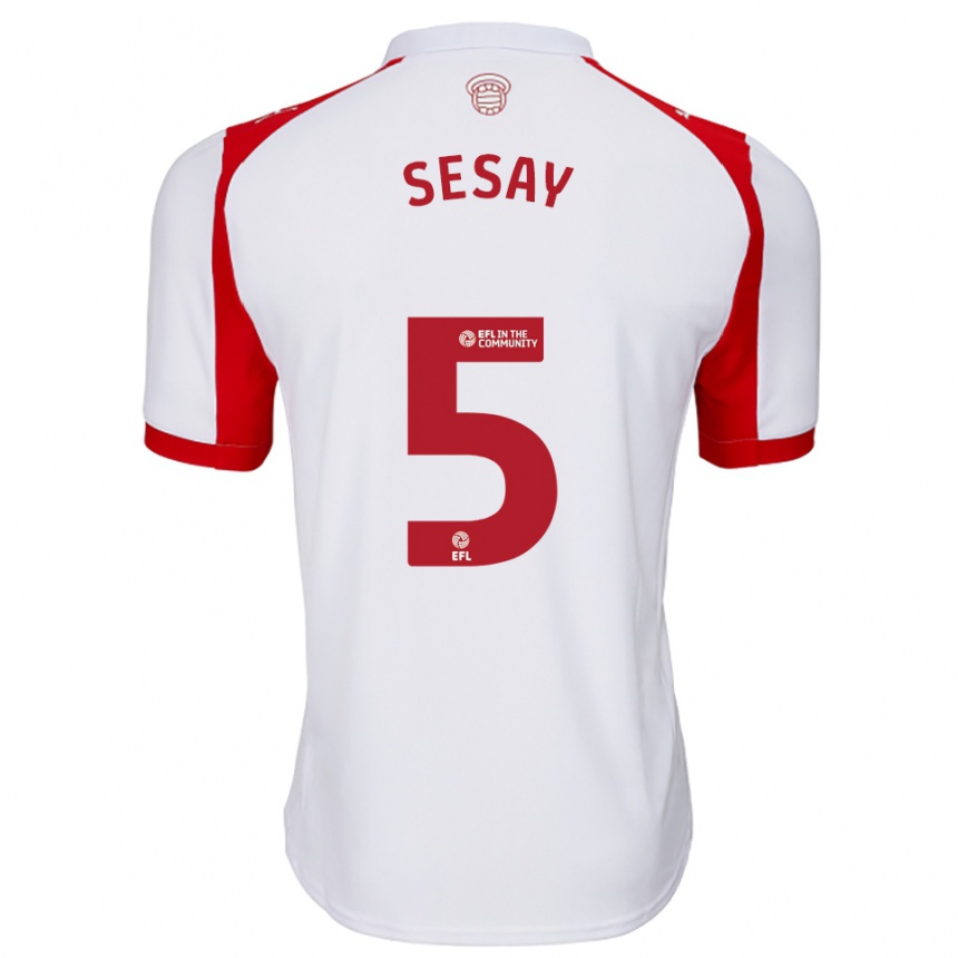 גברים כדורגל מוזס סיסי #5 לבן אדום ג'רזי ביתית 2025/26