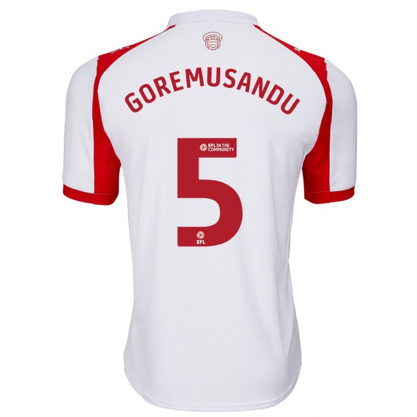 גברים כדורגל Tino Goremusandu #5 לבן אדום ג'רזי ביתית 2025/26