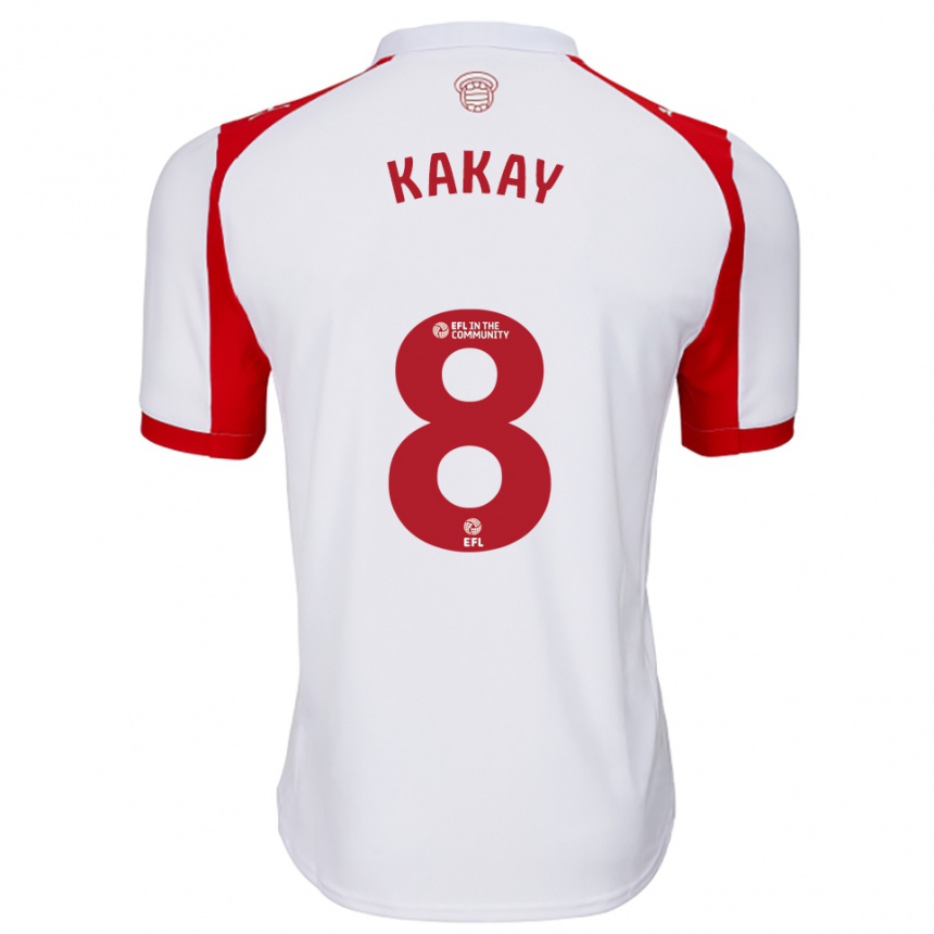 גברים כדורגל Sutura Kakay #8 לבן אדום ג'רזי ביתית 2025/26