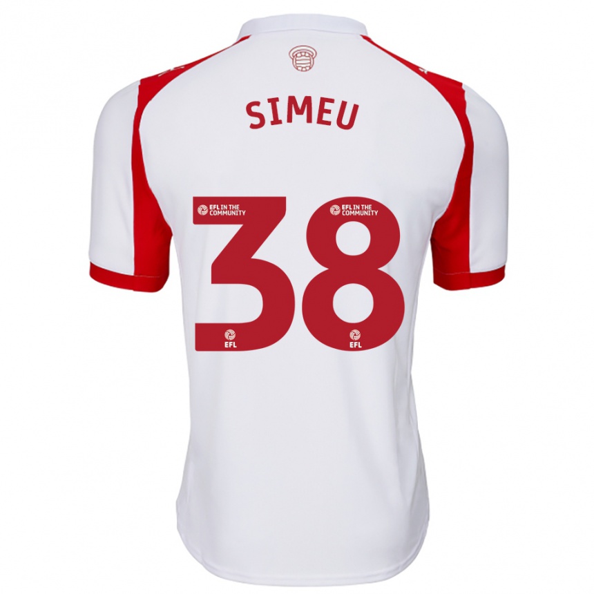 גברים כדורגל דינל סימאו #38 לבן אדום ג'רזי ביתית 2025/26