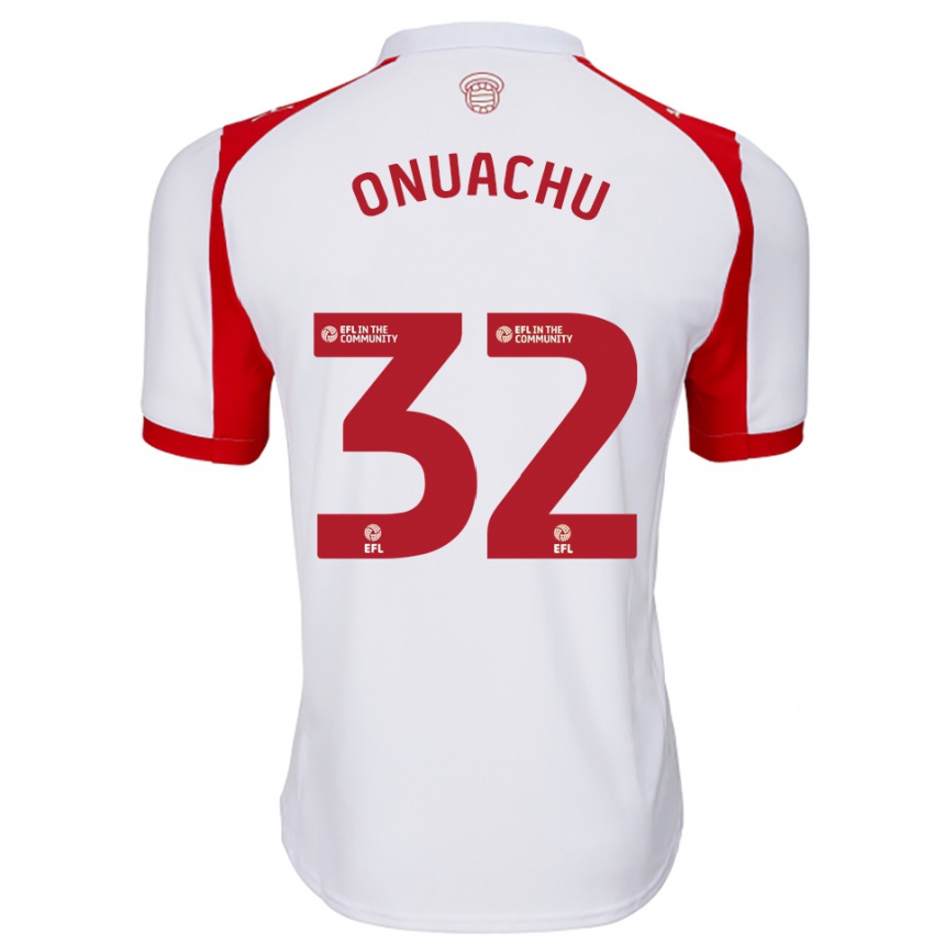 גברים כדורגל פול אונואצ'ו #32 לבן אדום ג'רזי ביתית 2025/26