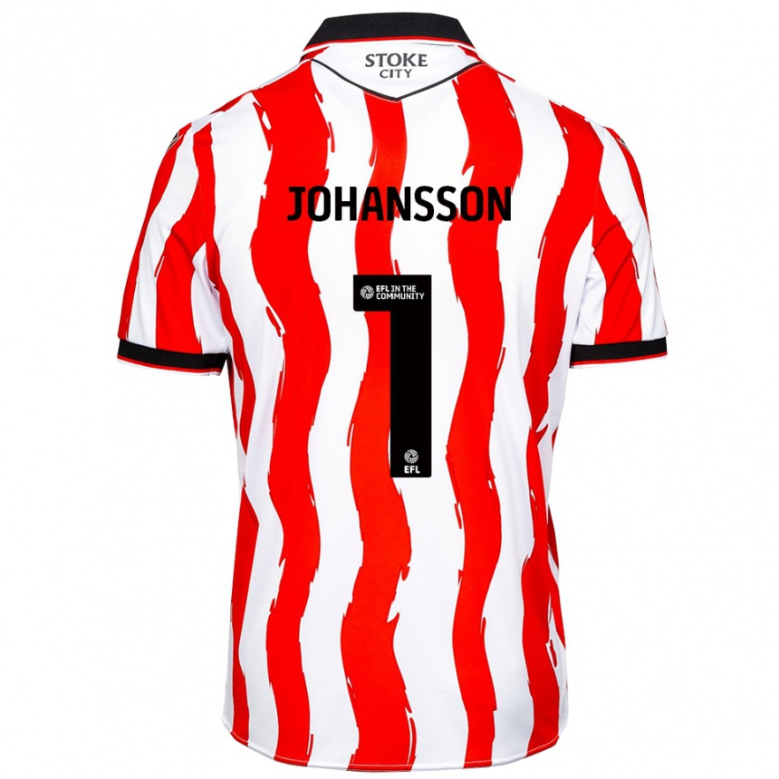 גברים כדורגל ויקטור יוהנסון #1 לבן אדום ג'רזי ביתית 2025/26