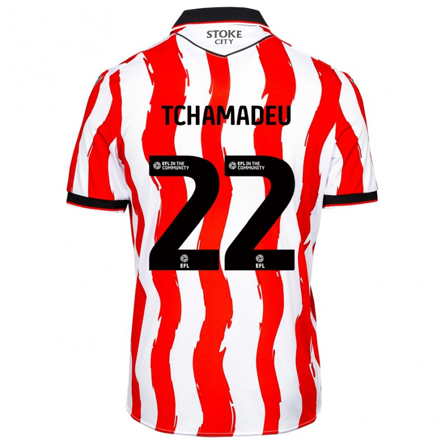 גברים כדורגל ז'וניור צ'מאדו #22 לבן אדום ג'רזי ביתית 2025/26