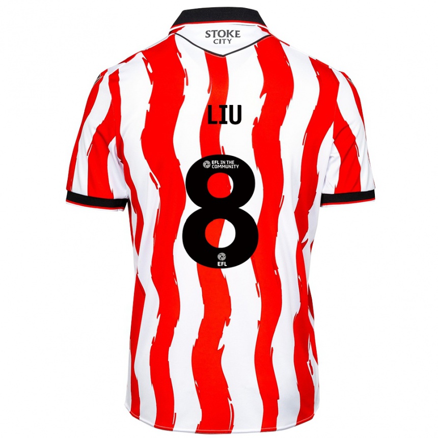 גברים כדורגל Ryan Liu #8 לבן אדום ג'רזי ביתית 2025/26