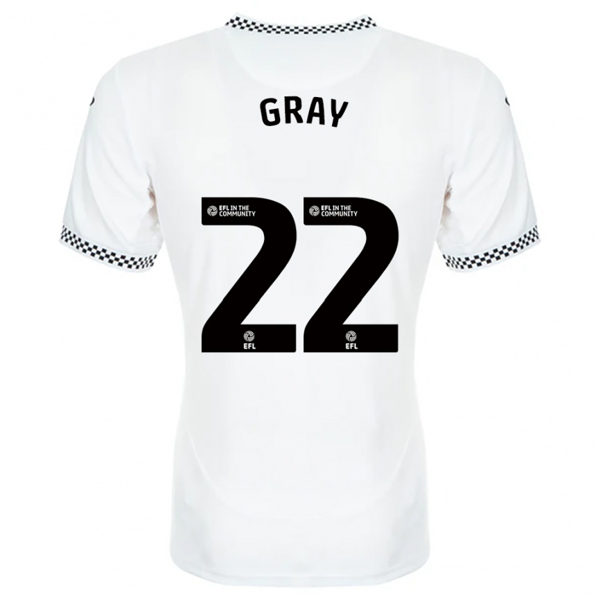 גברים כדורגל Harvey Gray #22 לבן כתום ג'רזי ביתית 2025/26