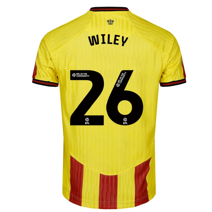 גברים כדורגל קיילב ויילי #26 צהוב אדום ג'רזי ביתית 2025/26 גברים כדורגל קיילב ויילי #26 צהוב אדום ג'רזי ביתית 2025/26