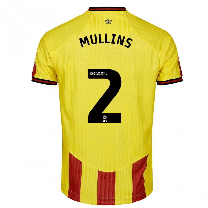 גברים כדורגל Joshua Mullins #2 צהוב אדום ג'רזי ביתית 2025/26