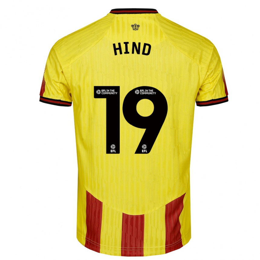 גברים כדורגל דייזי הינד #19 צהוב אדום ג'רזי ביתית 2025/26