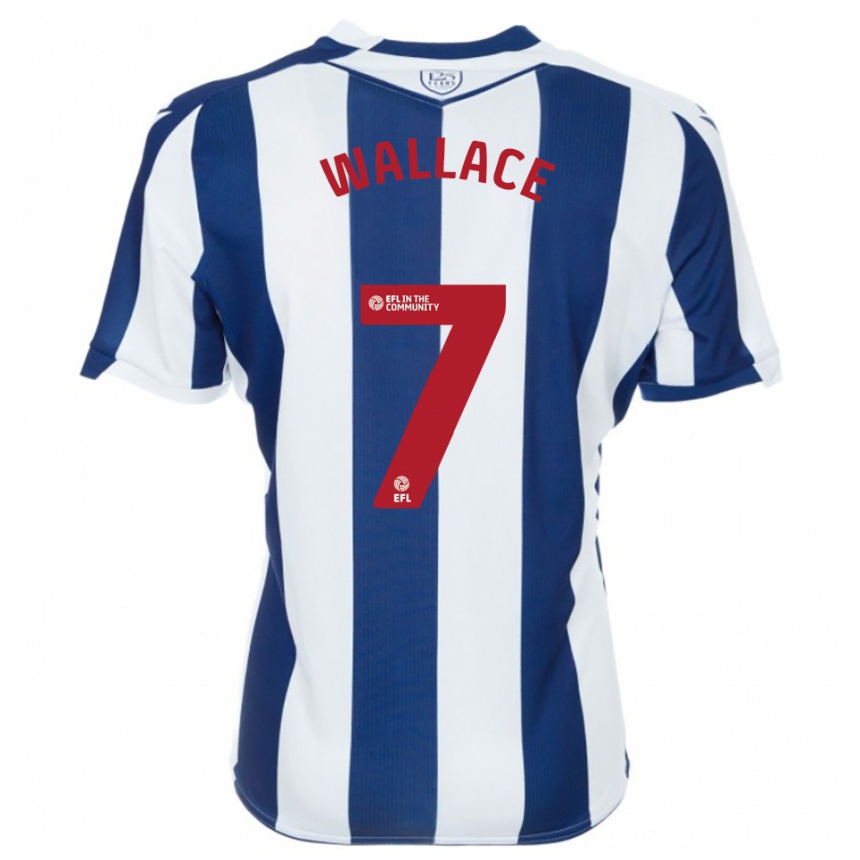 גברים כדורגל ג'ד וולאס #7 כחול נייבי לבן ג'רזי ביתית 2025/26